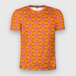Мужская спорт-футболка Паттерн розы с листиками