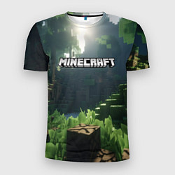 Мужская спорт-футболка Minecraft logo world