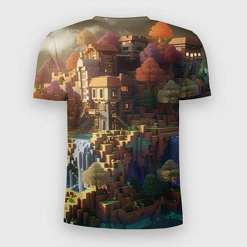 Мужская спорт-футболка Minecraft logo горы и реки / 3D-принт – фото 2
