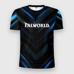 Мужская спорт-футболка Palworld logo blue neon abstract black