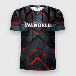 Футболка спортивная мужская Palworld logo камни и красный свет, цвет: 3D-принт