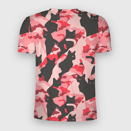 Мужская спорт-футболка Розовый камуфляж из котов / 3D-принт – фото 2
