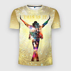 Футболка спортивная мужская Michael Jackson THIS IS IT - с салютами на золотом, цвет: 3D-принт