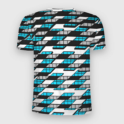 Мужская спорт-футболка Синие треугольники и квадраты на белом фоне / 3D-принт – фото 2