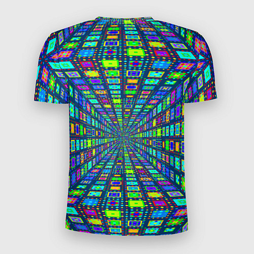 Мужская спорт-футболка Абстрактный узор коридор из разноцветных квадратов / 3D-принт – фото 2