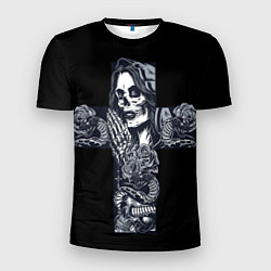 Футболка спортивная мужская Santa muerte cross, цвет: 3D-принт