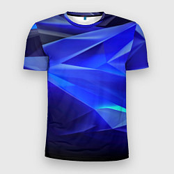 Мужская спорт-футболка Black and blue abstract background sport style