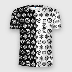Мужская спорт-футболка Genshin Impact - black and white