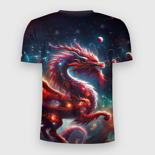Мужская спорт-футболка Красный космический дракон / 3D-принт – фото 2