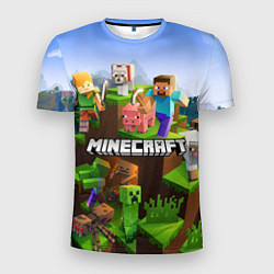 Футболка спортивная мужская Minecraft pixel world, цвет: 3D-принт