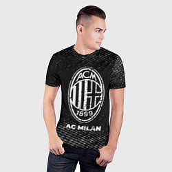 Футболка спортивная мужская AC Milan с потертостями на темном фоне, цвет: 3D-принт — фото 2