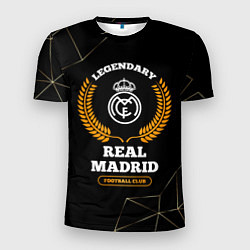 Мужская спорт-футболка Лого Real Madrid и надпись legendary football club