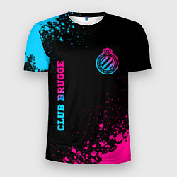 Мужская спорт-футболка Club Brugge - neon gradient вертикально