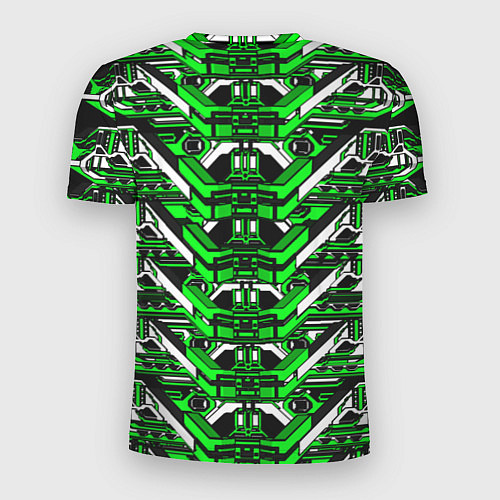 Мужская спорт-футболка Зелёно-белая техно броня / 3D-принт – фото 2