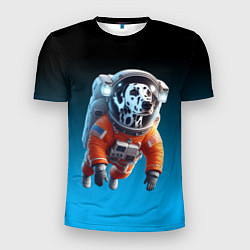 Мужская спорт-футболка Далматинец космонавт в открытом космосе