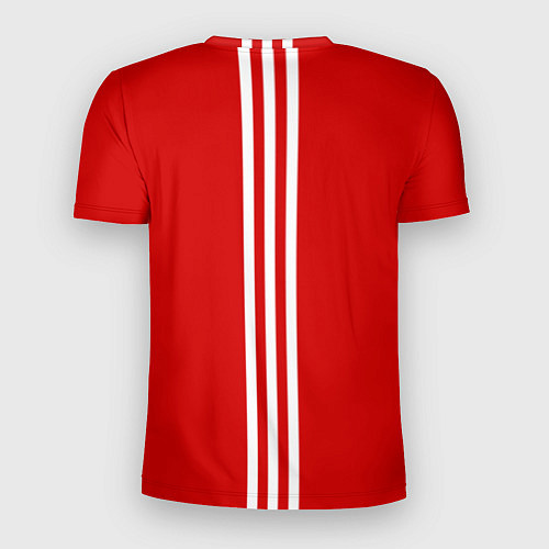 Мужская спорт-футболка СССР гост три полоски на красном фоне / 3D-принт – фото 2