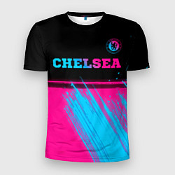 Футболка спортивная мужская Chelsea - neon gradient посередине, цвет: 3D-принт