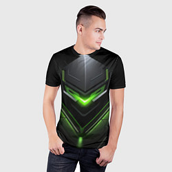 Футболка спортивная мужская Green and black abstract style, цвет: 3D-принт — фото 2