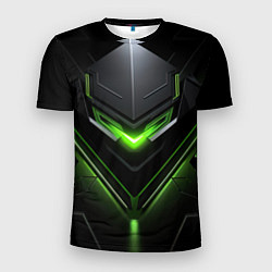 Мужская спорт-футболка Green and black abstract style