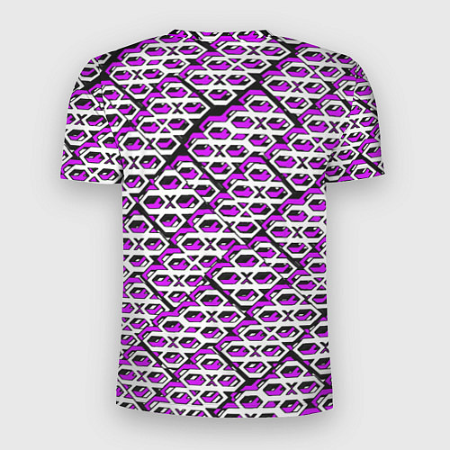 Мужская спорт-футболка Фиолетово-белый узор на чёрном фоне / 3D-принт – фото 2