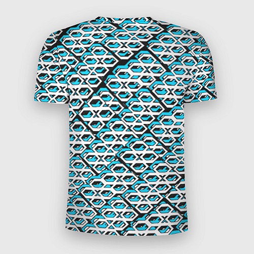 Мужская спорт-футболка Сине-белый узор на чёрном фоне / 3D-принт – фото 2