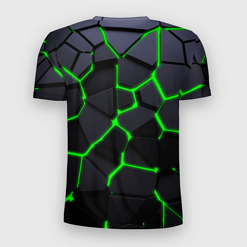 Мужская спорт-футболка Зеленые плиты киберпанк / 3D-принт – фото 2