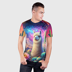 Футболка спортивная мужская Альпака в кактусах и портал, цвет: 3D-принт — фото 2