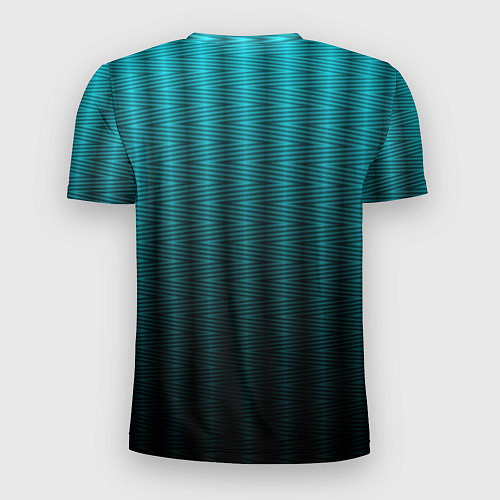 Мужская спорт-футболка Градиент полосатый чёрно-бирюзовый / 3D-принт – фото 2