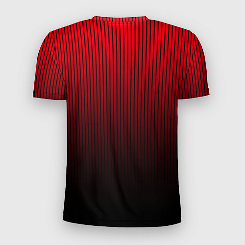 Мужская спорт-футболка Красно-чёрный градиент в полоску / 3D-принт – фото 2