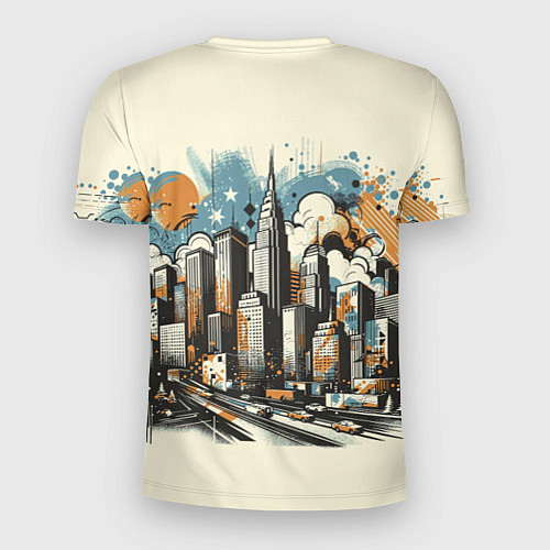 Мужская спорт-футболка Рисунок города с небоскребами / 3D-принт – фото 2