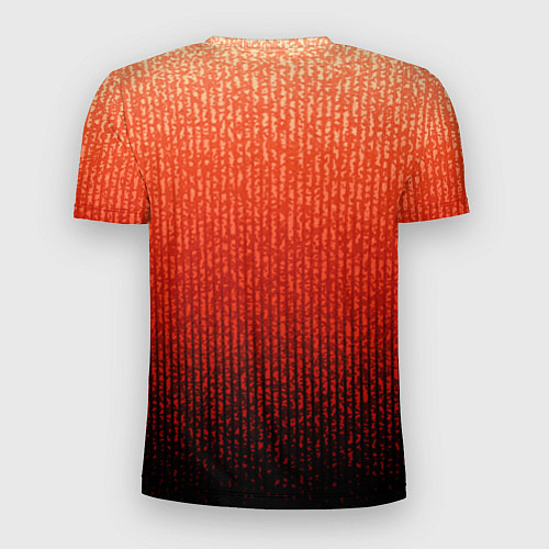 Мужская спорт-футболка Полосатый градиент оранжево-красный в чёрный / 3D-принт – фото 2