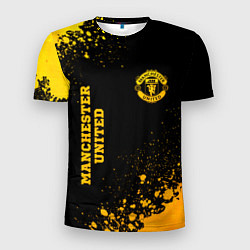 Мужская спорт-футболка Manchester United - gold gradient вертикально