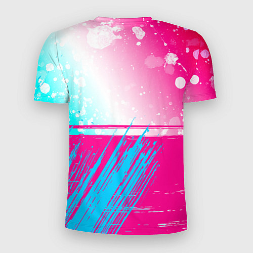 Мужская спорт-футболка Borussia neon gradient style посередине / 3D-принт – фото 2