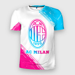 Мужская спорт-футболка AC Milan neon gradient style