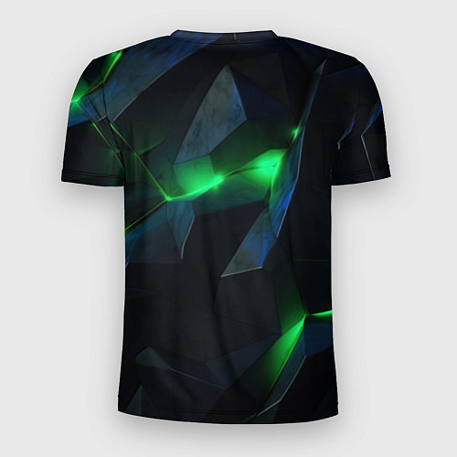 Мужская спорт-футболка Объемная геометрическая зеленая неоновая абстракци / 3D-принт – фото 2