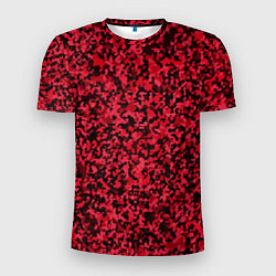 Мужская спорт-футболка Тёмно-красный паттерн пятнистый