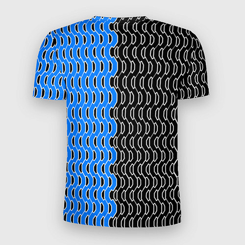 Мужская спорт-футболка Чёрно-синий паттерн с белой обводкой / 3D-принт – фото 2