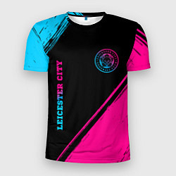 Футболка спортивная мужская Leicester City - neon gradient вертикально, цвет: 3D-принт