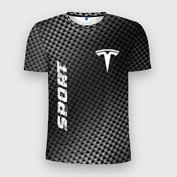 Футболка спортивная мужская Tesla sport carbon, цвет: 3D-принт