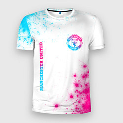 Мужская спорт-футболка Manchester United neon gradient style вертикально