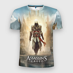 Футболка спортивная мужская Assassins creed на фоне дворца, цвет: 3D-принт