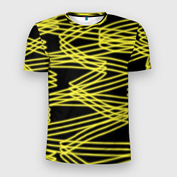 Мужская спорт-футболка Желтые светящиеся линии