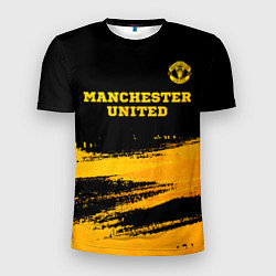 Футболка спортивная мужская Manchester United - gold gradient посередине, цвет: 3D-принт