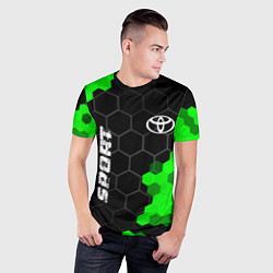 Футболка спортивная мужская Toyota green sport hexagon, цвет: 3D-принт — фото 2