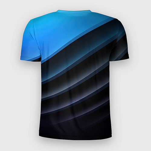 Мужская спорт-футболка Геометрическая синяя абстракция на черном фоне мин / 3D-принт – фото 2