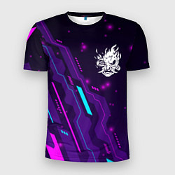 Мужская спорт-футболка Cyberpunk 2077 neon gaming