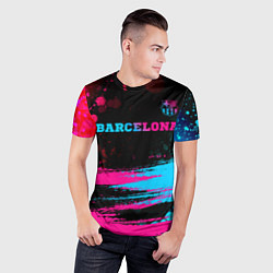 Футболка спортивная мужская Barcelona - neon gradient посередине, цвет: 3D-принт — фото 2