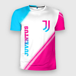 Мужская спорт-футболка Juventus neon gradient style вертикально