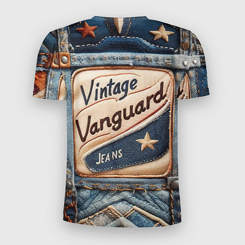 Мужская спорт-футболка Vintage vanguard jeans - patchwork / 3D-принт – фото 2