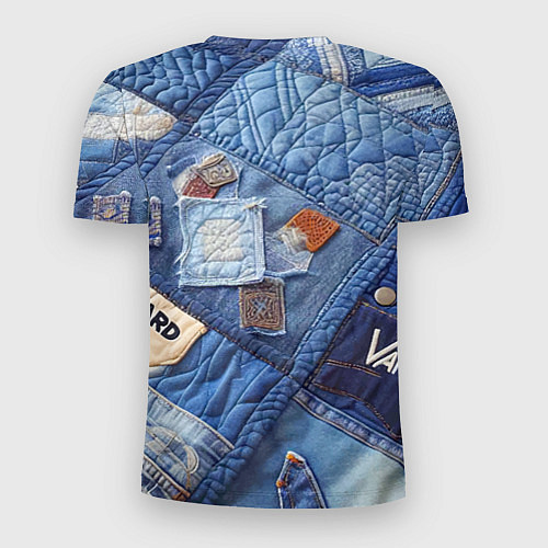 Мужская спорт-футболка Vanguard jeans patchwork - ai art / 3D-принт – фото 2